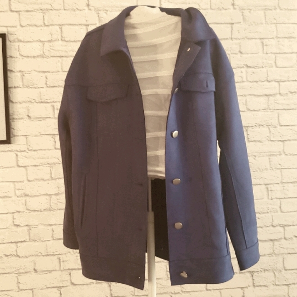 Oversized suede coat electric blue